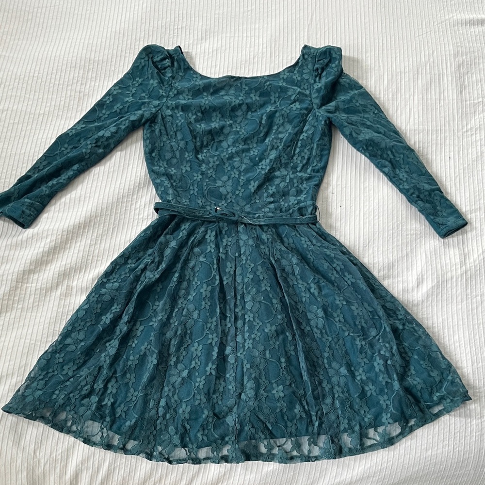 Elegant Teal Lace Dress